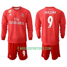 Koszulka Real Madryt Benzema 9 Dziecięcy Trzeci Stroje Piłkarskie 2018/19 Długi Rękaw